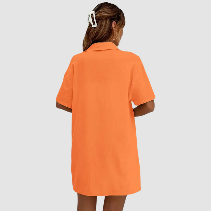 Frances™ Elegant Summer Two Piece Set | Short-Sleeve Button-Up Top and Drawstring Shorts