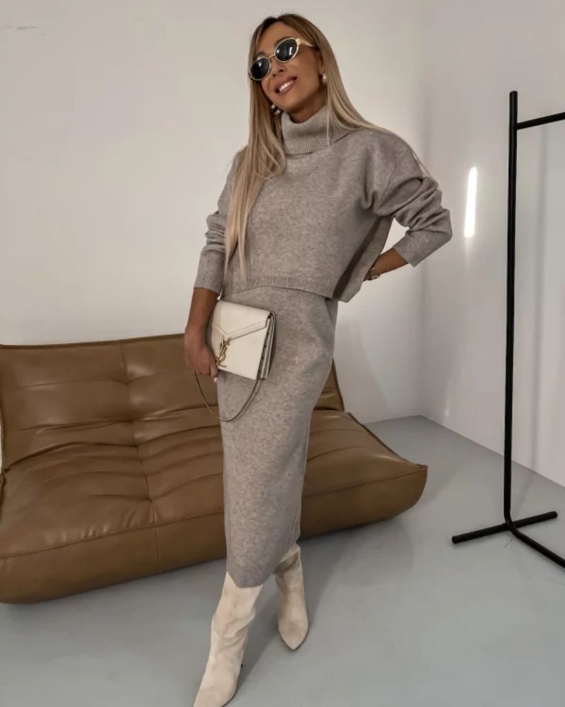 Darla™ Elegant Knit Set | Coordinated Knit Dress and Top