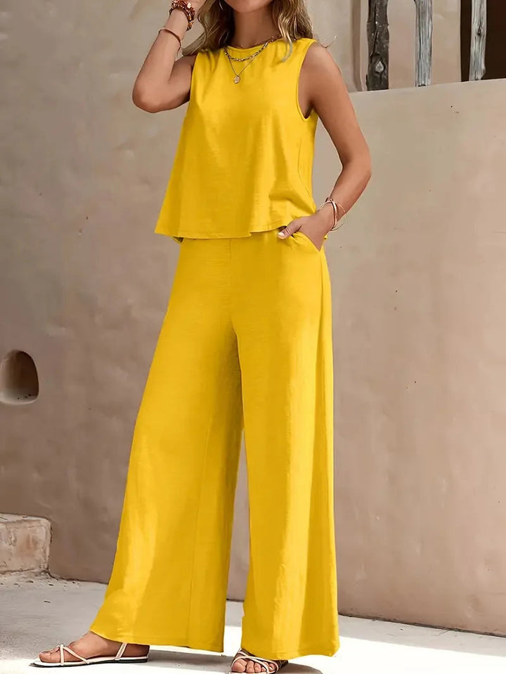 Danielle™ Sleeveless Two-Piece Set | Sleeveless Top and Wide-Leg Pants