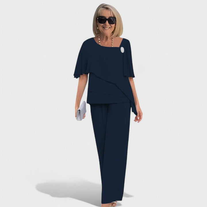 Wynonna™ Elegant Two-Piece Set | Layered Top and Wide-Leg Trousers