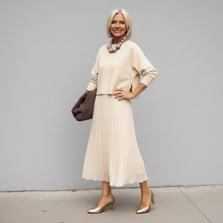 Emmie™ Elegant Two-Piece Set | Effortless Knit Layered Dress Set