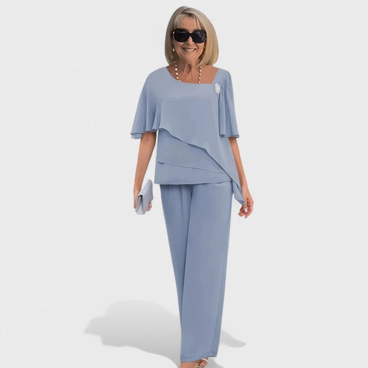 Wynonna™ Elegant Two-Piece Set | Layered Top and Wide-Leg Trousers