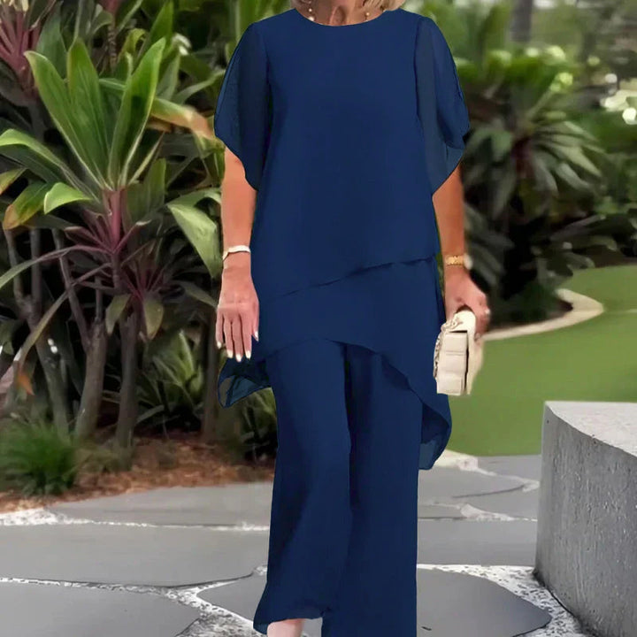 Herlene™ Elegant Two-Piece Set | Layered Top and Wide-Leg Trousers