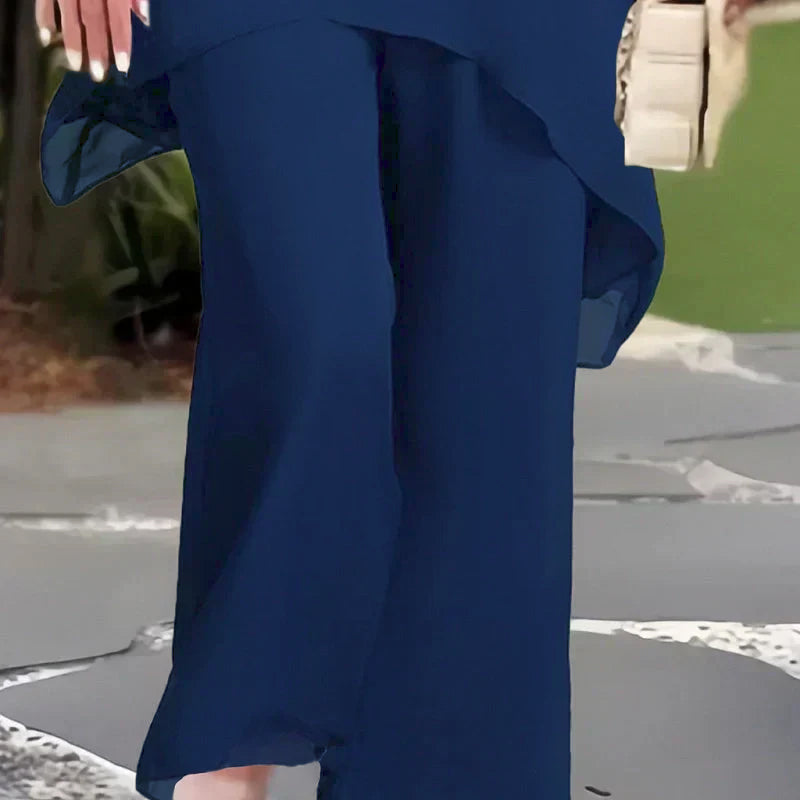Herlene™ Elegant Two-Piece Set | Layered Top and Wide-Leg Trousers